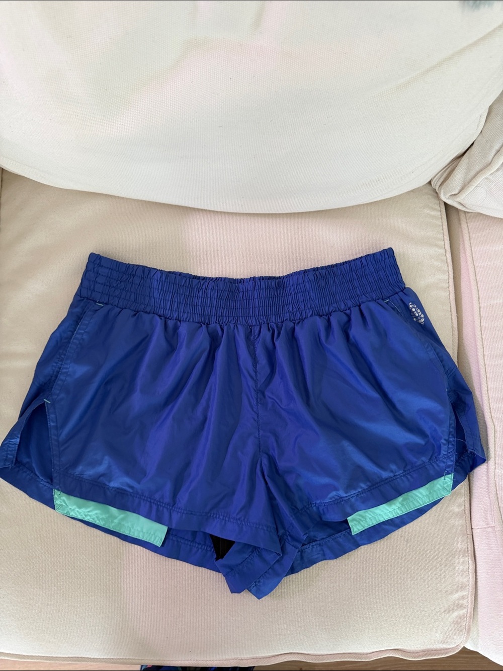FP Movement by Free People Royal Blue Athletic Shorts with Mint Trim